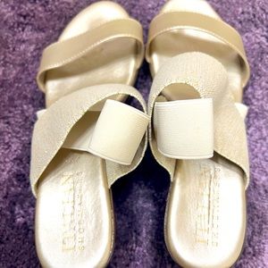 Bling-y Gold Italian Shoemakers Ladies Sandals